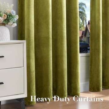 Nemia Luxury Moss Green Velvet Blackout Curtains Set