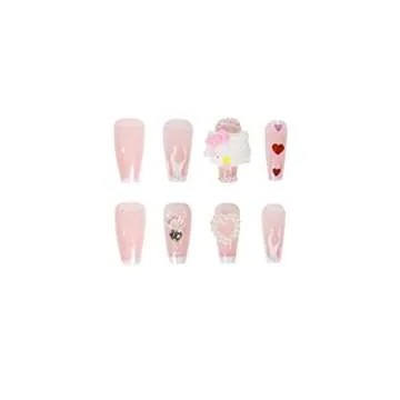 Y2K Long Coffin Cute Kawaii Press on Nails - 24Pcs