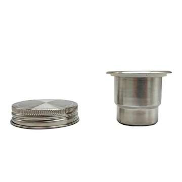 QurHapzy 2 Pack Stainless Steel Salad Dressing Container Divider Cup on 2.75 Inch Regular Mouth Mason Jar,Salad Dressing Dips Separate with Vegetables Snacks, NO JAR