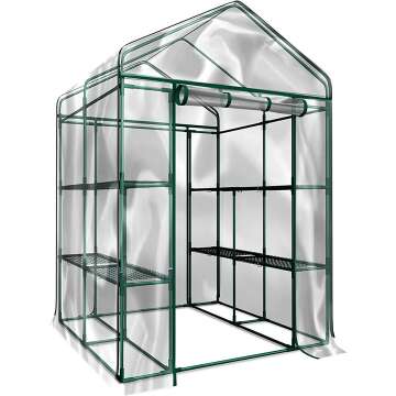 Home-Complete HC-4202 Walk-In Greenhouse with 8 Shelves for Year-Round Gardening