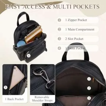 VX VONXURY Mini Backpack Purse,Small Convertible Backpack for Women Ladies with Detachable Straps