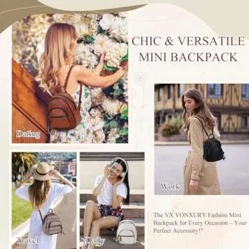 VX VONXURY Mini Backpack Purse,Small Convertible Backpack for Women Ladies with Detachable Straps
