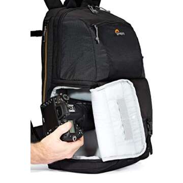 Lowepro LP36869 Fastpack BP 250 AW II - A Travel-Ready Backpack for DSLR and 15" Laptop and Tablet,Black,11.42 x 6.10 x 10.83