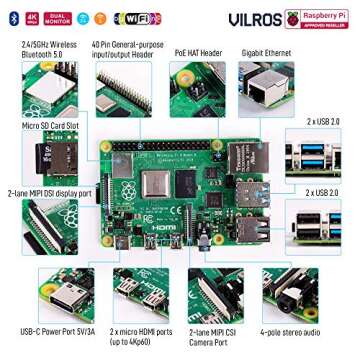 Vilros Raspberry Pi 4 Complete Starter Kit- Includes Raspberry Pi 4 Board, Fan Cooled Case, 64GB Pre...