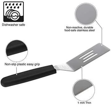 KitchenVIA Black Handle Cookie Spatula - Small, Non-Stick, and Heat-Resistant Handle for Perfect Pastries, Pancakes, and Pizza