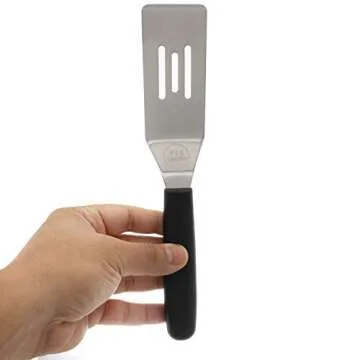 KitchenVIA Black Handle Cookie Spatula - Small, Non-Stick, and Heat-Resistant Handle for Perfect Pastries, Pancakes, and Pizza