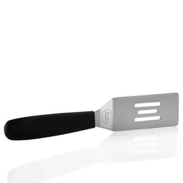 KitchenVIA Black Handle Cookie Spatula - Small, Non-Stick, and Heat-Resistant Handle for Perfect Pastries, Pancakes, and Pizza
