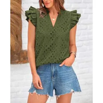 Stylish BTFBM Women Summer Eyelet Top for Trendy Looks