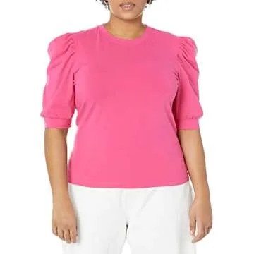 The Drop Women's Mariko Puff-Sleeve Crew-Neck Stretch Jersey T-Shirt_dup