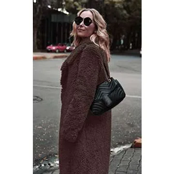 Angashion Women's Fuzzy Fleece Open Front Cardigan Coat