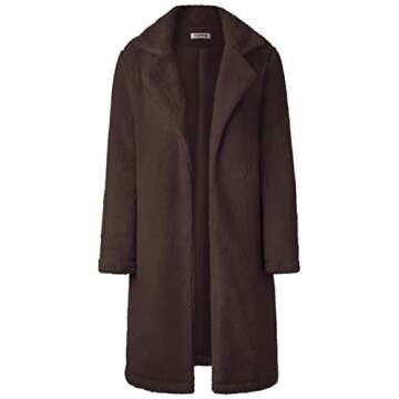 Angashion Women's Fuzzy Fleece Open Front Cardigan Coat