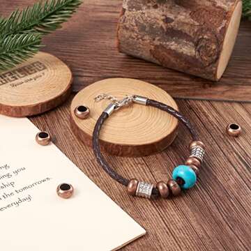 Fashewelry 50Pcs Red Copper European Rondelle Ring Spacer Beads Tibetan Large Hole Flat Round Donut ...