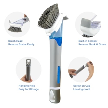 ITTAHO Dish Brush with Soap Dispenser & Sponge Refills