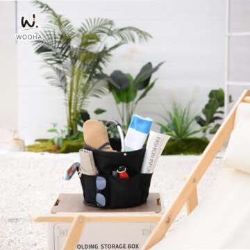 Wooha Tool Bag 17L Garden Tool Organizer Foldable Tool Storage Basket Outdoor Beach Storage Bag（Grey）