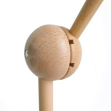 Crib Mobile Arm - 3D 360° Adjustable Wooden Baby Mobile Hanger for Crib (31 inch, 100% Natural Beech Wood) - Mobile Holder for Crib Strong Anti Slip Attachment - Mobile Stand for Crib Nursery Décor