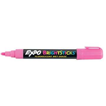 EXPO Bright Sticks Wet Erase Fluorescent Markers, Bullet Tip, Assorted Colors, 5 Count