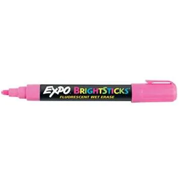 EXPO Bright Sticks Wet Erase Fluorescent Markers, Bullet Tip, Assorted Colors, 5 Count