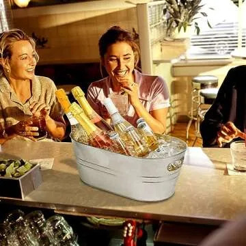 Galvanized Tub 2 Pcs 3 Gallon Metal Beverage Ice Buckets for Parties Drink Wine Beer Champagne Vintage Tin Large Buckets with Scoops for Cocktail Mimosa Bar Supplies