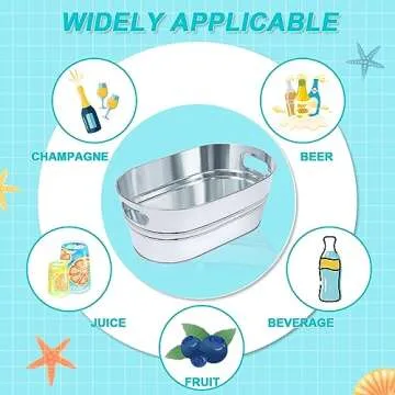 Galvanized Tub 2 Pcs 3 Gallon Metal Beverage Ice Buckets for Parties Drink Wine Beer Champagne Vintage Tin Large Buckets with Scoops for Cocktail Mimosa Bar Supplies