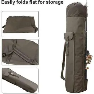 Durable Fishing Rod & Reel Organizer Bag - Holds 5 Poles