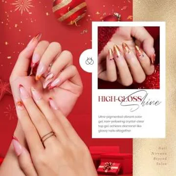 Beetles Gel Nail Polish Set 39Pcs: Red Sparkle Gold Silver Glitter Green Burgundy Red Gel Polish Kit Soak Off Nail UV LED with Base Gel and Top Matte Coat Nail Art