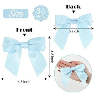 AIMUDI Blue Bows for Baby Shower 4.5" Pre-Tied Baby Blue Bows with Twist Ties Light Blue Ribbon Bows...