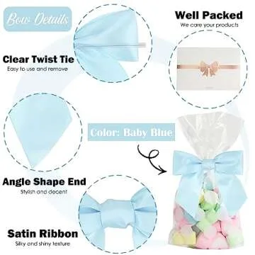 AIMUDI Blue Bows for Baby Shower 4.5" Pre-Tied Baby Blue Bows with Twist Ties Light Blue Ribbon Bows for Crafts Premade Bows for Gift Wrap Christmas Tree Wedding Decor Gender Reveal Party - 36 PCs