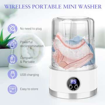 Underwear Washing Machine | Rechargeable Mini Portable Washing Machine with 3000mah | Compact Deep C...