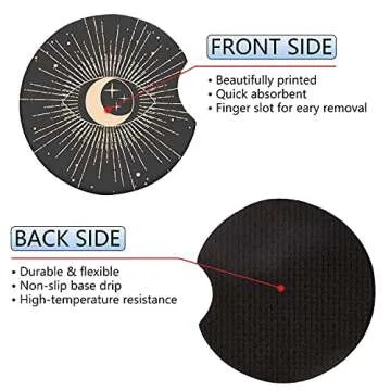 Jupswan Car Cupholder Coaster Absorbent 2 Pack Cute Funny Fun Trendy All Seeing Eyes Evil Eyes Design Rubber New Automotive Cup Holder Decal Decor Accessories for Women Men