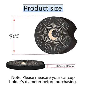 Jupswan Car Cupholder Coaster Absorbent 2 Pack Cute Funny Fun Trendy All Seeing Eyes Evil Eyes Design Rubber New Automotive Cup Holder Decal Decor Accessories for Women Men