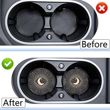 Jupswan Car Cupholder Coaster Absorbent 2 Pack Cute Funny Fun Trendy All Seeing Eyes Evil Eyes Design Rubber New Automotive Cup Holder Decal Decor Accessories for Women Men