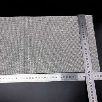 Beadsland 240X400mm Crystal Rhinestone Trim Hotfix Strass Crystal Mesh Banding Bridal Beaded Applique in Sheet for Dresses with 2mm Rhinestones (Crystal)