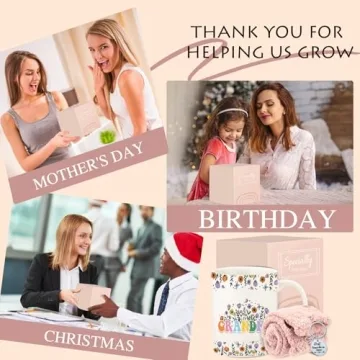 DHQH Grandma Christmas Gifts, Birthday Gifts for Grandma from Granddaughter Grandson, Best Grandma Mothers Day Thanksgiving Ideas Gifts Basket Set with 11oz Coffee Mug Socks