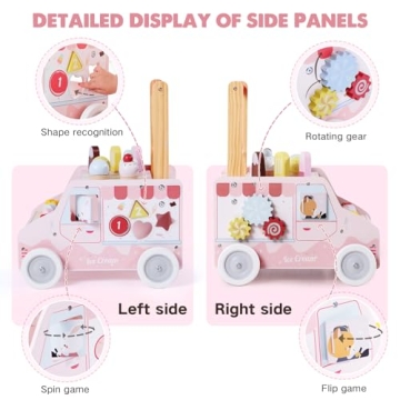 Labebe Wooden Baby Walker for Kids 12M+ Ice Cream Cart