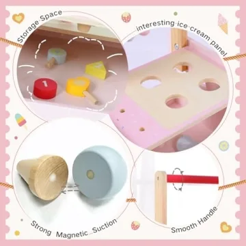 Labebe Wooden Baby Walker for Kids 12M+ Ice Cream Cart