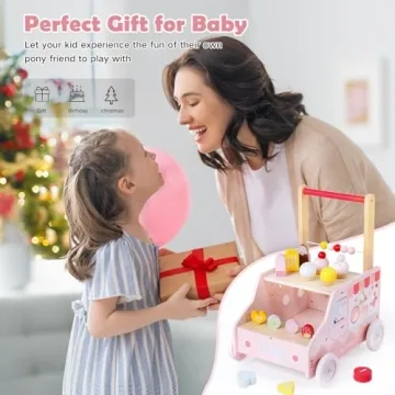 Labebe Wooden Baby Walker for Kids 12M+ Ice Cream Cart