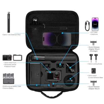 Tomat Action 5 Pro Carrying Case for DJI Osmo Action 5 Pro/Action 4 Camera Accessories Hard Shell Ba...