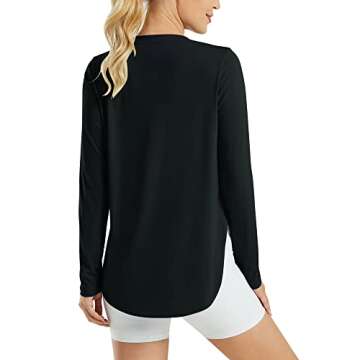 G4Free Women's Long Sleeve Outdoor Workout Top Black