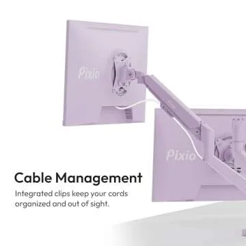 Pixio PS1D Wave Purple Dual Monitor Arm Stand Desk Mount - Fits up to 32 inches Monitors and up to 19.8lbs. VESA Compatibility and Integrated Cable Management