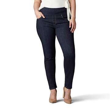 Lee Women's Plus Size Sculpting Slim Fit Skinny Leg Pull on Jean, Slumber, 20W Medium