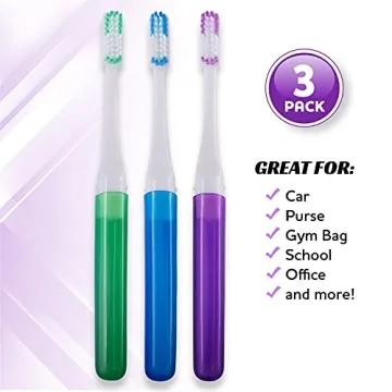 Lingito Travel Toothbrush - Portable 3 Pack for All Ages