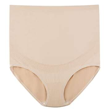 Mama Plus Women's Over Bump Maternity Underwear High Waist Seamless Pregnancy Briefs Nylon Panties Multi-Pack (Multicolor-A 5 Pack)