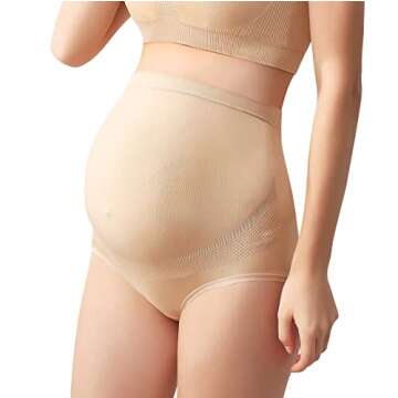 Mama Plus Women's Over Bump Maternity Underwear High Waist Seamless Pregnancy Briefs Nylon Panties Multi-Pack (Multicolor-A 5 Pack)