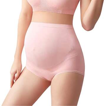 Mama Plus Women's Over Bump Maternity Underwear High Waist Seamless Pregnancy Briefs Nylon Panties Multi-Pack (Multicolor-A 5 Pack)