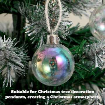 12pcs Iridescent Ball Christmas Clear Plastic Fillable Ornament Balls Christmas Baubles Transparent ...