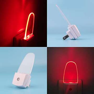 CICINY LED Night Light Plug in 4 Pack, Energy Efficient 0.5W, Dusk to Dawn Sensor Nightlights for Bedroom, Bathroom, Kitchen, Hallway, Stairs, Kids Room, Red