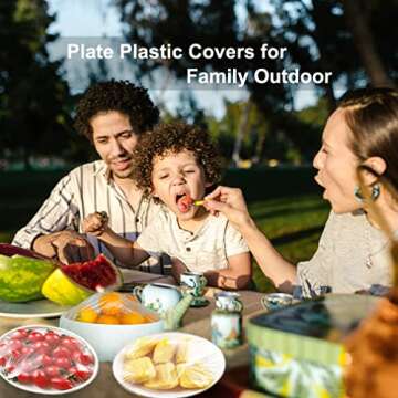 200PCS Plastic Bowl Covers Reusable, Elastic Food Storage Cover Stretch Plastic Wrap for Food, Bowl Covers for Bread Proofing, Food Cover for Family Outdoor Picnic - Alternative to Foil, Plastic Wrap