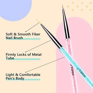 AIMEILI Nail Art Brushes Set Gel Polish Nail Art Design Pen Painting Tools, Dual-ended Nail Art Liner Brush Pen for Nail Gel Polish Painted Nail DIY Manicure Brush Kit