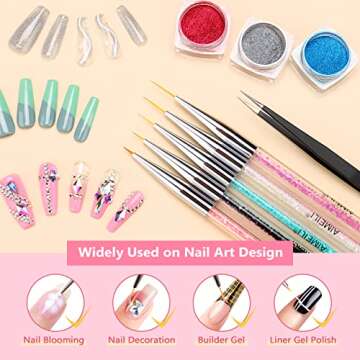 AIMEILI Nail Art Brushes Set Gel Polish Nail Art Design Pen Painting Tools, Dual-ended Nail Art Liner Brush Pen for Nail Gel Polish Painted Nail DIY Manicure Brush Kit