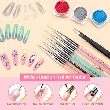 AIMEILI Nail Art Brushes Set Gel Polish Nail Art Design Pen Painting Tools, Dual-ended Nail Art Liner Brush Pen for Nail Gel Polish Painted Nail DIY Manicure Brush Kit